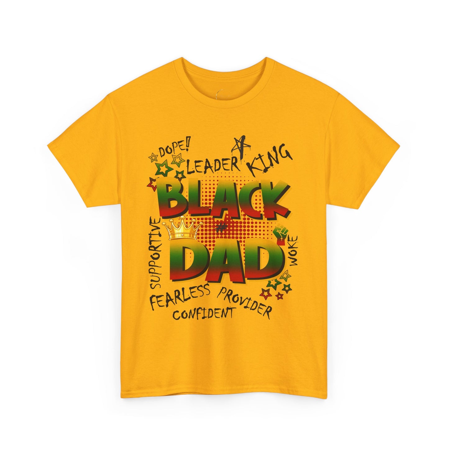 Black Dad Heavy Cotton Tee - Supportive, King, Confident Gift, Father's Day, Family Reunion, Black History Month, Casual Wear