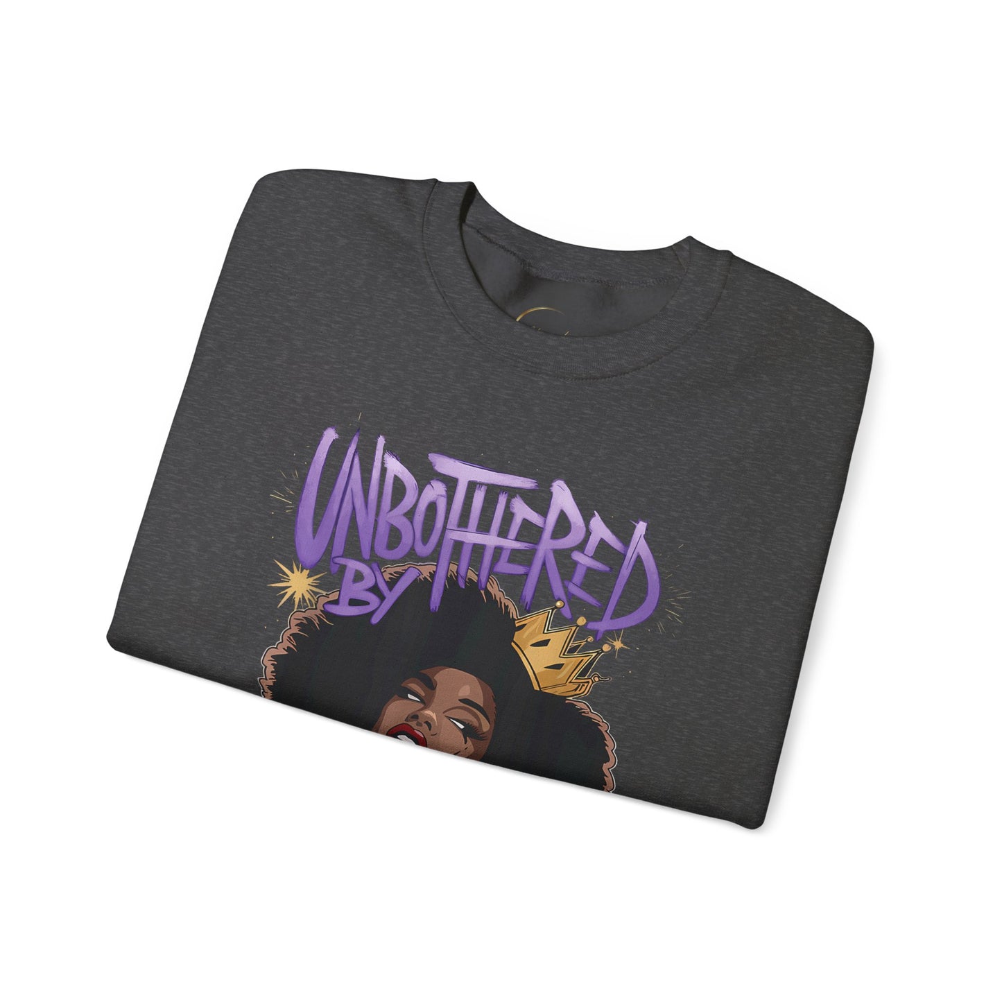 Crewneck Sweatshirt — "Unbothered by Negative Souls" Afro Queen Graphic