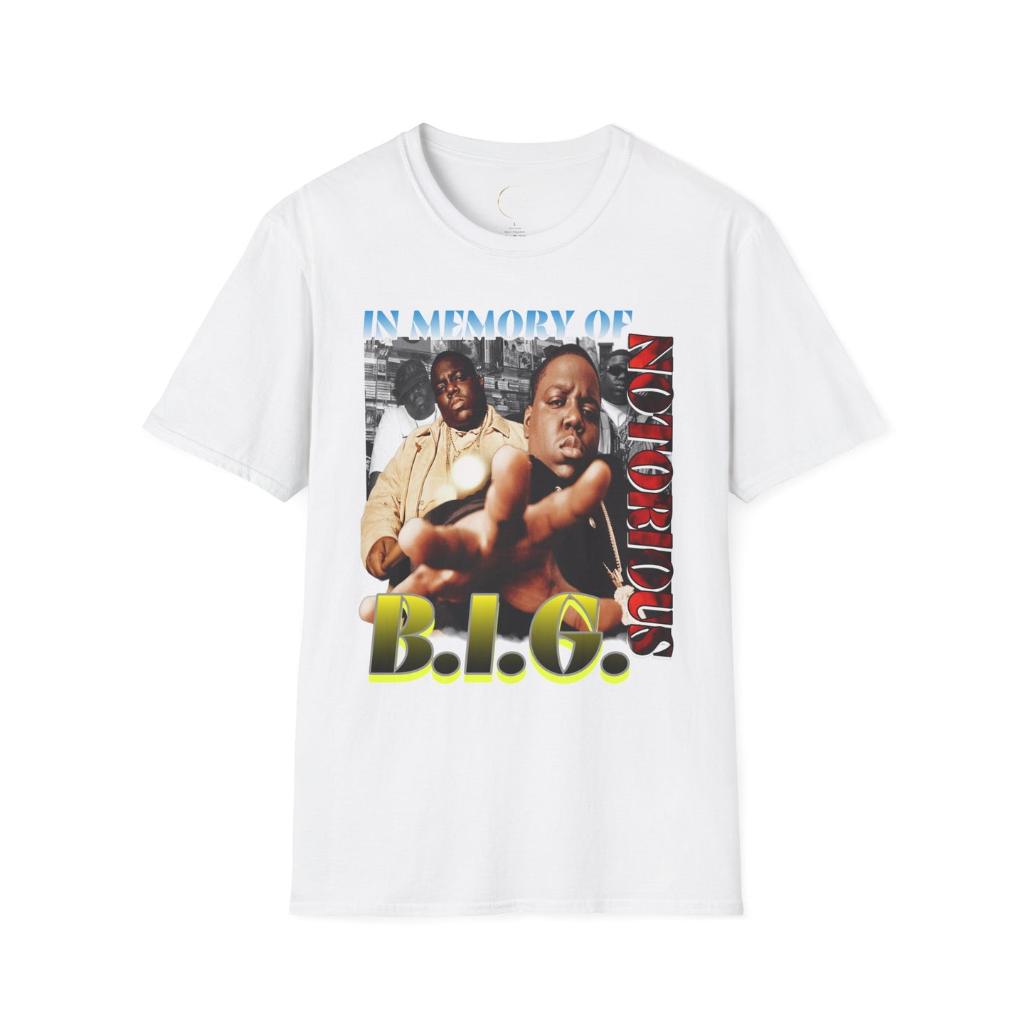 In Memory of Biggie Unisex Softstyle T-Shirt, Hip Hop Tribute Tee, Nostalgic Music Shirt, Hip Hop Fashion, Gift for Fans, Streetwear