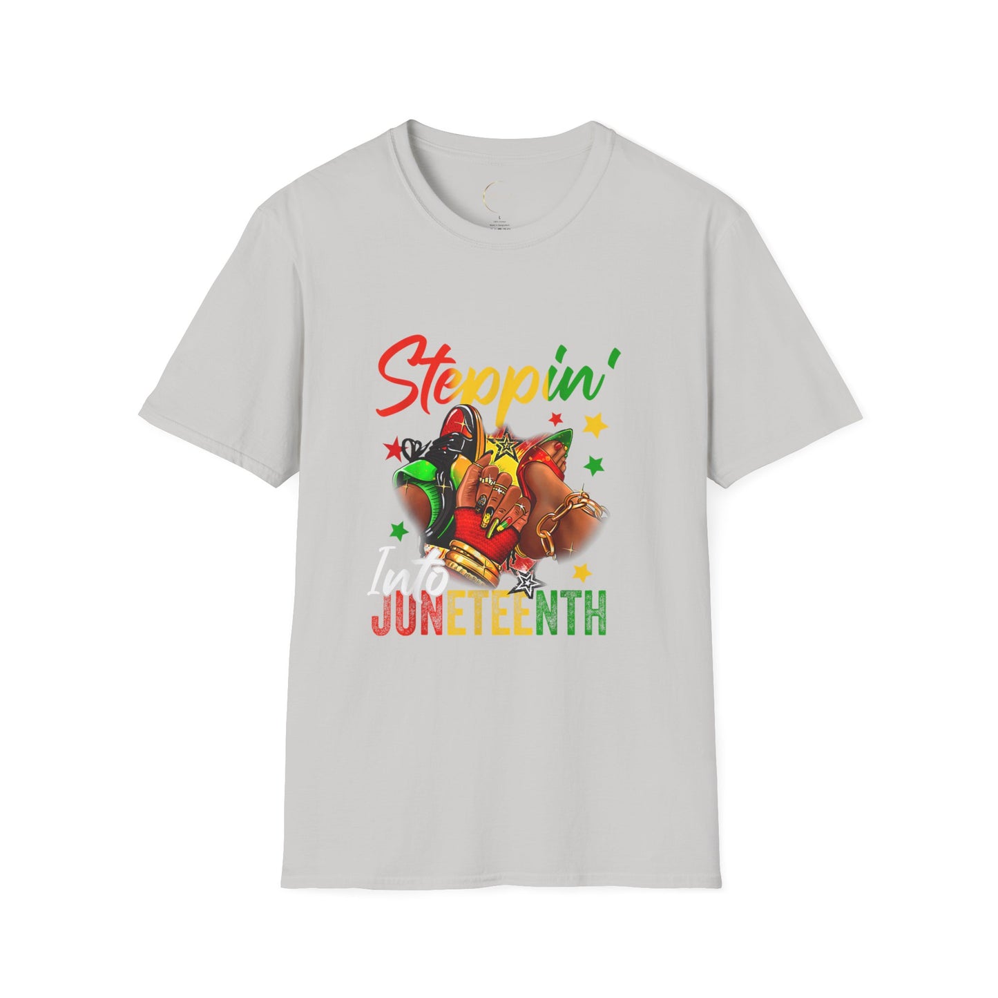 Juneteenth Celebration T-Shirt, Steppin' Into Juneteenth Tee, Unisex Softstyle Shirt, Afrocentric Apparel, Black History Month