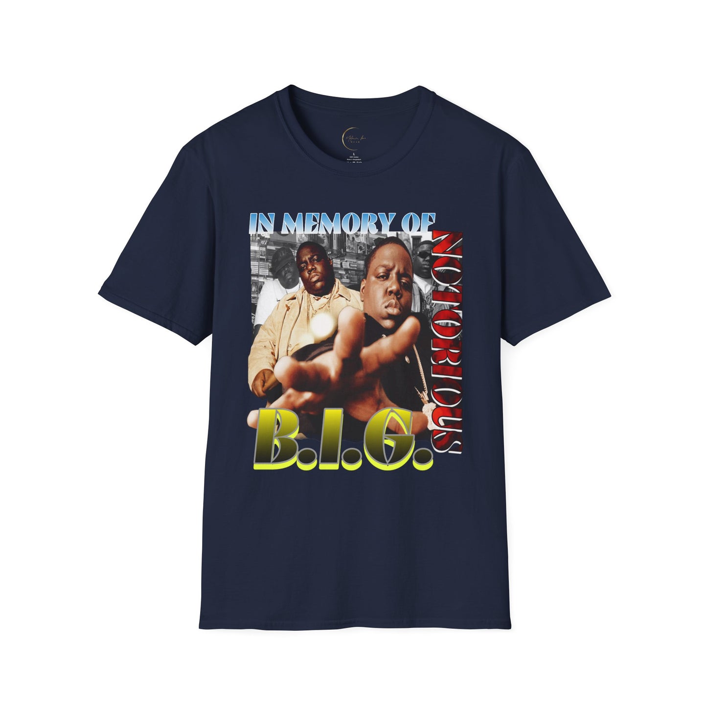 In Memory of Biggie Unisex Softstyle T-Shirt, Hip Hop Tribute Tee, Nostalgic Music Shirt, Hip Hop Fashion, Gift for Fans, Streetwear