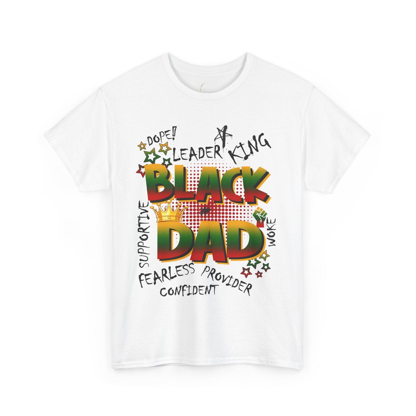 Black Dad Heavy Cotton Tee - Supportive, King, Confident Gift, Father's Day, Family Reunion, Black History Month, Casual Wear