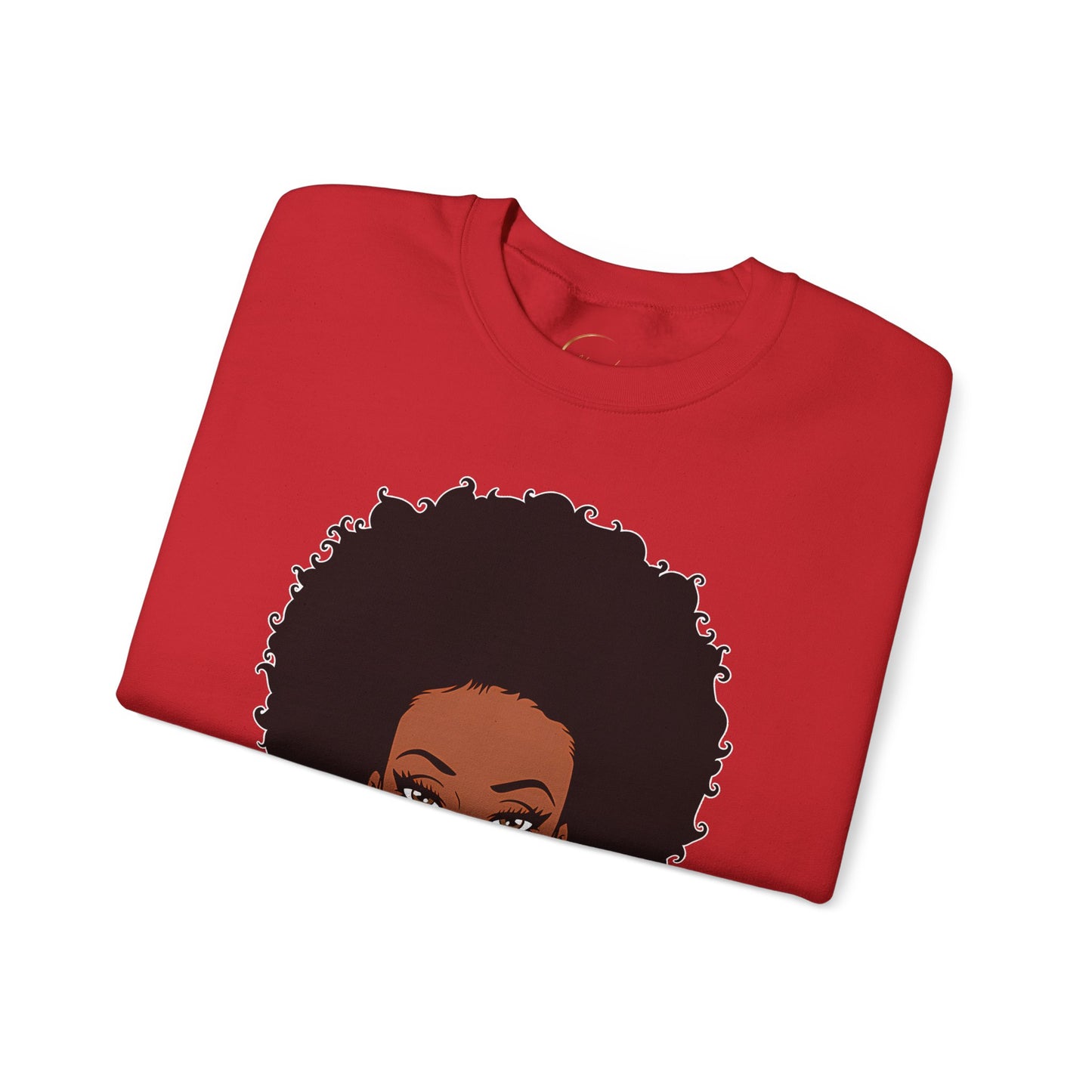 Crewneck Sweatshirt — "Unbothered by Negative Souls" Afro Woman Graphic