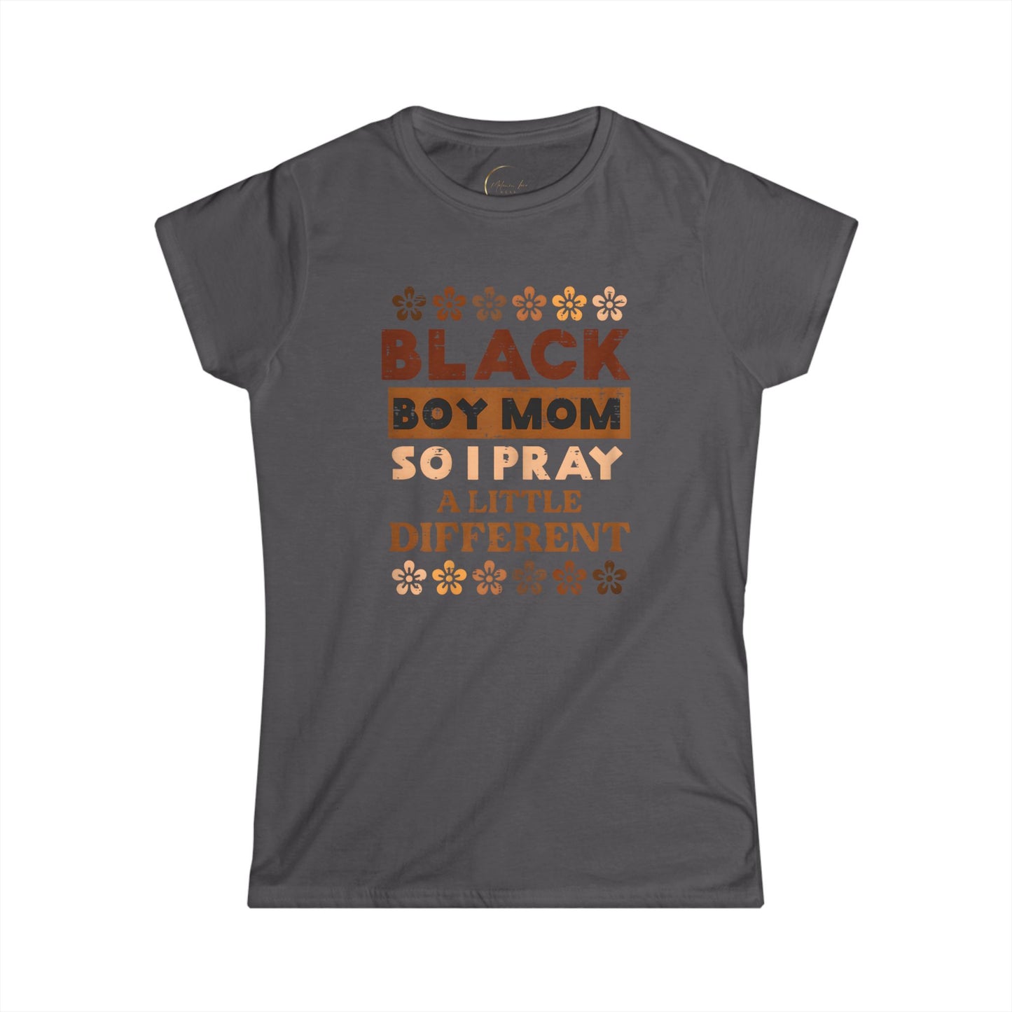 Black Boy Mom Softstyle Tee - Pray A Little Different T-Shirt