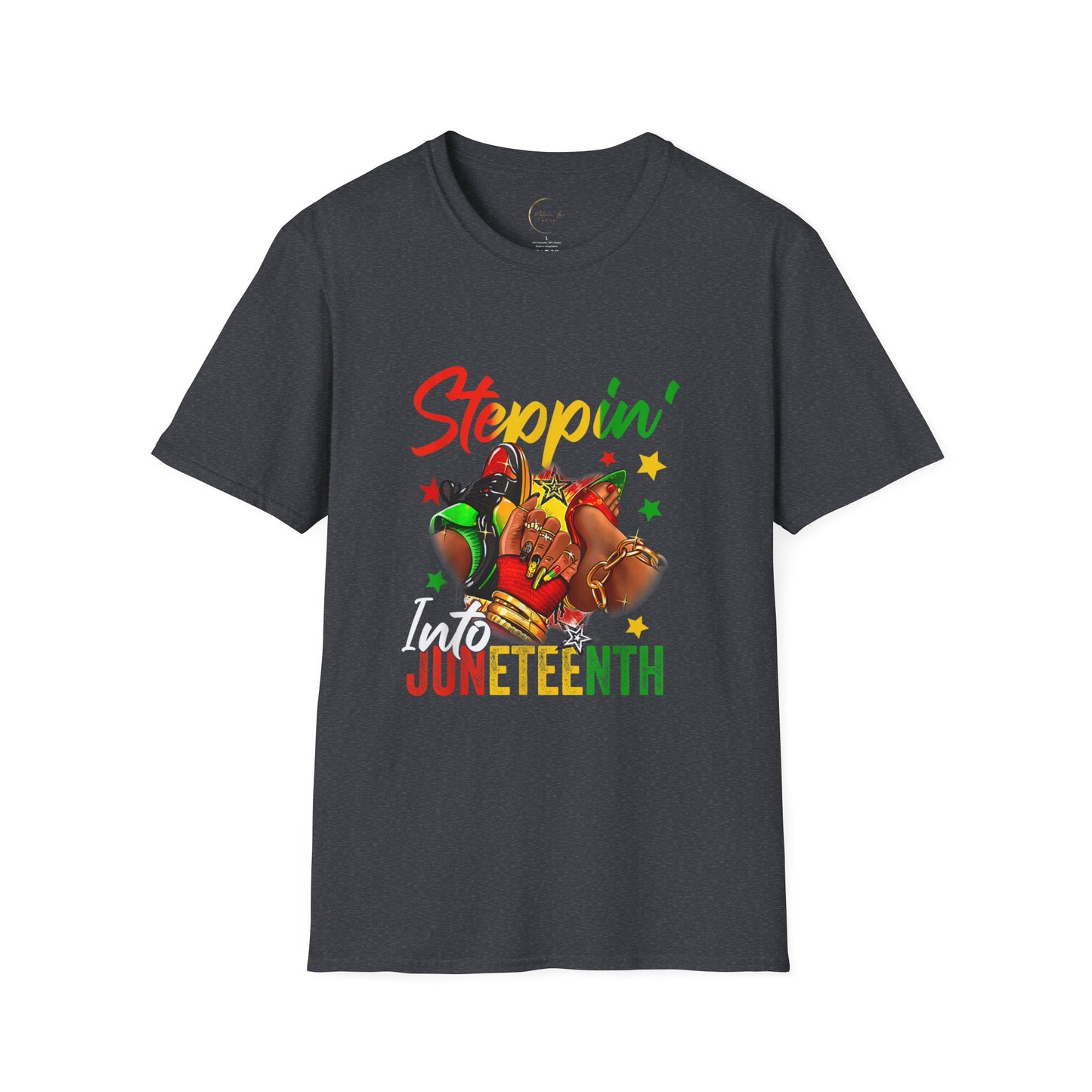 Juneteenth Celebration T-Shirt, Steppin' Into Juneteenth Tee, Unisex Softstyle Shirt, Afrocentric Apparel, Black History Month