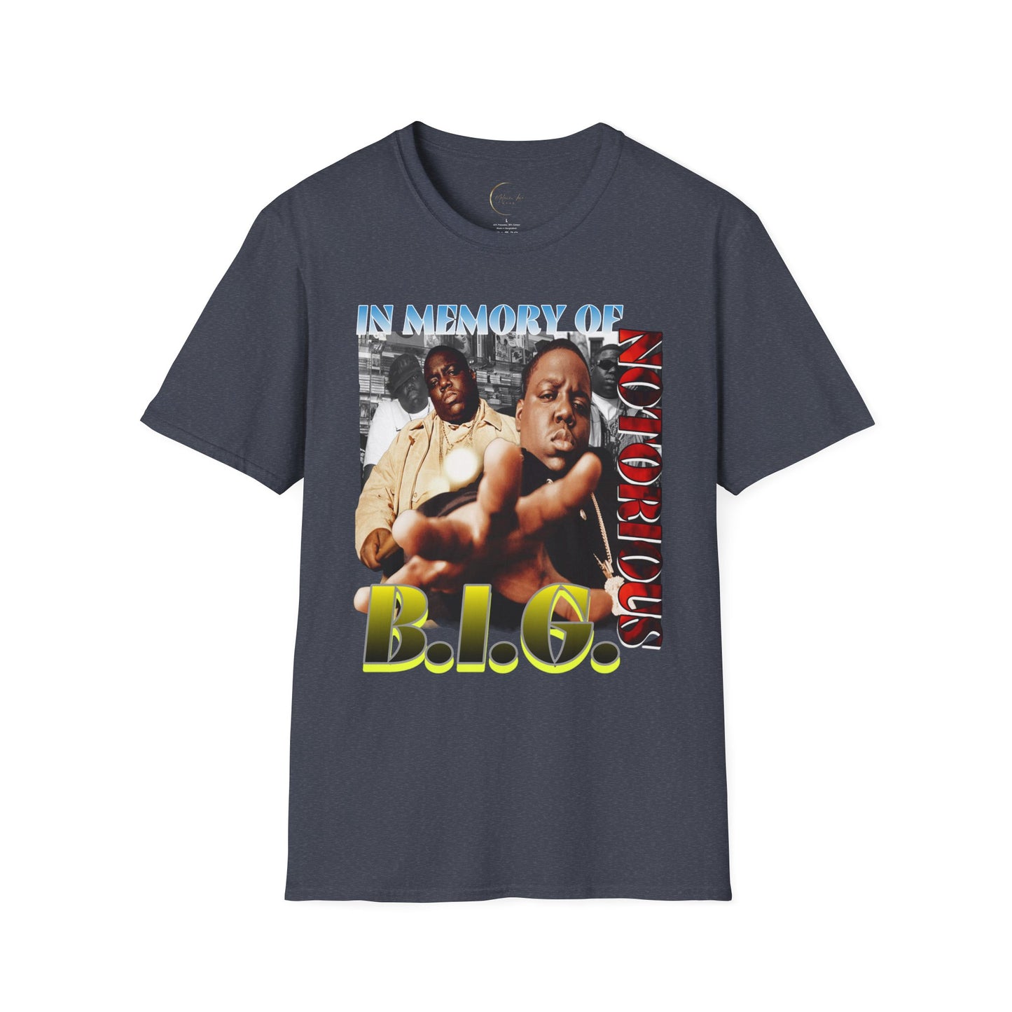 In Memory of Biggie Unisex Softstyle T-Shirt, Hip Hop Tribute Tee, Nostalgic Music Shirt, Hip Hop Fashion, Gift for Fans, Streetwear