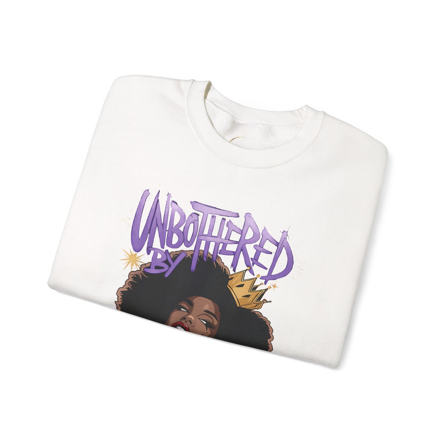 Crewneck Sweatshirt — "Unbothered by Negative Souls" Afro Queen Graphic