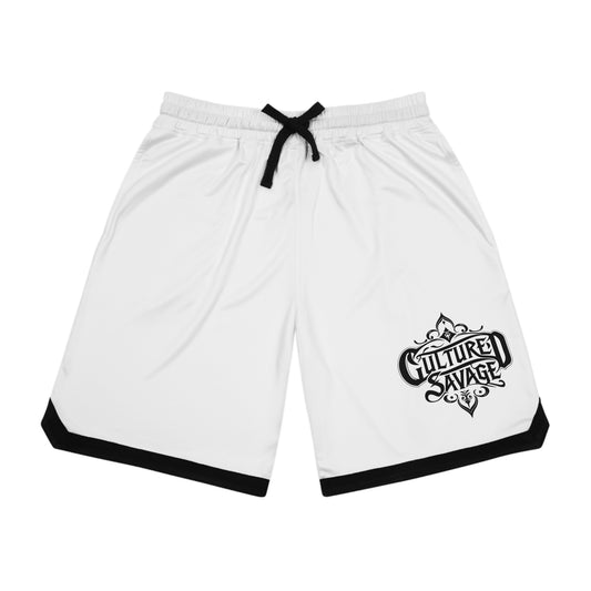 Basketball Shorts – 'Culture Savage' Logo Athletic Ribbed Game Shorts