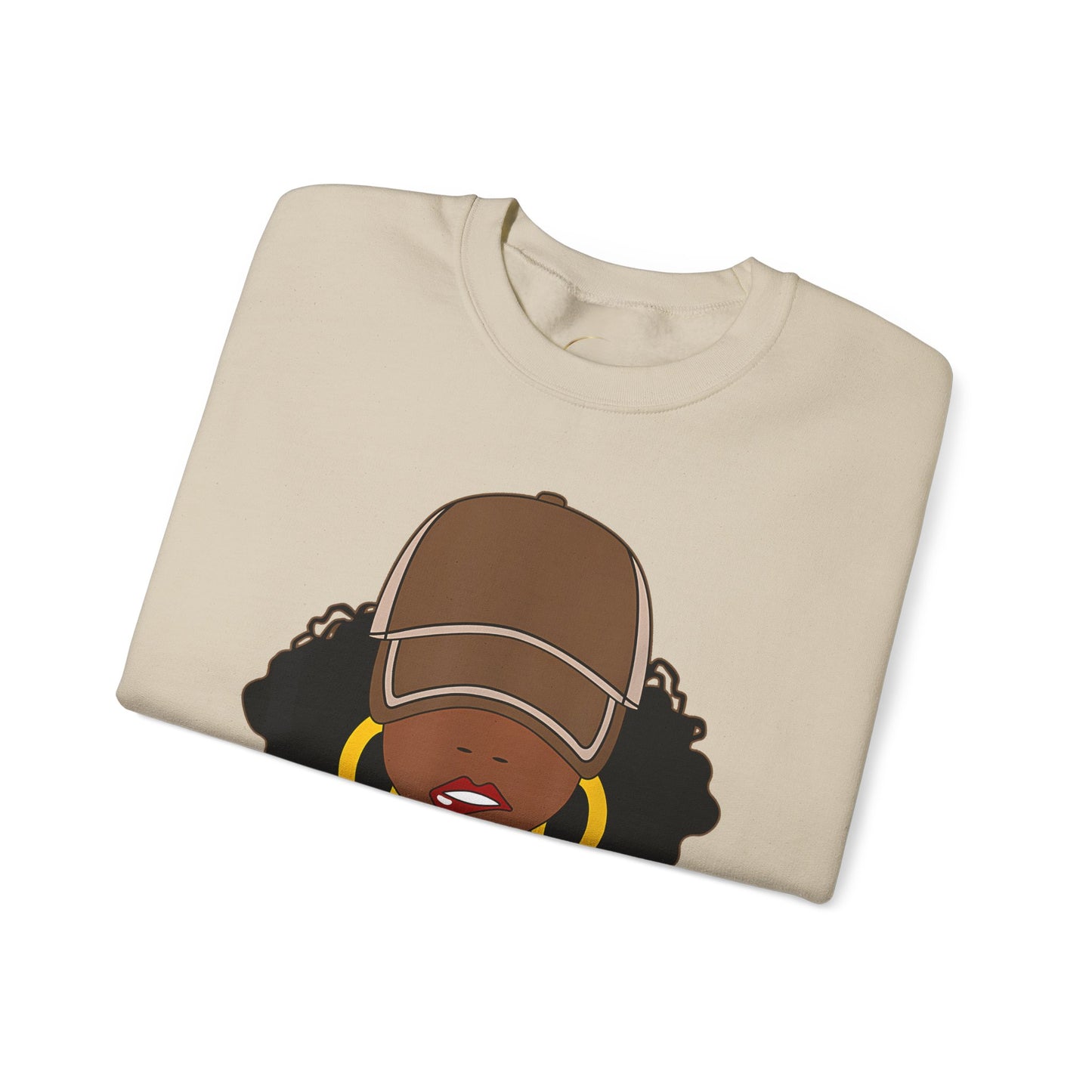Unbothered Afro Girl Crewneck Sweatshirt — "Unbothered by Negative Souls" Graphic