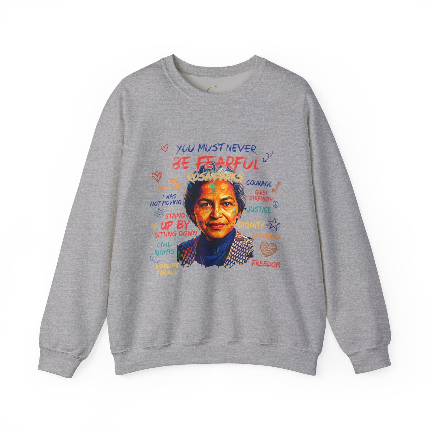Ruth Bader Ginsburg Portrait Crewneck Sweatshirt — "You Must Never Be Fearful" Justice Quote
