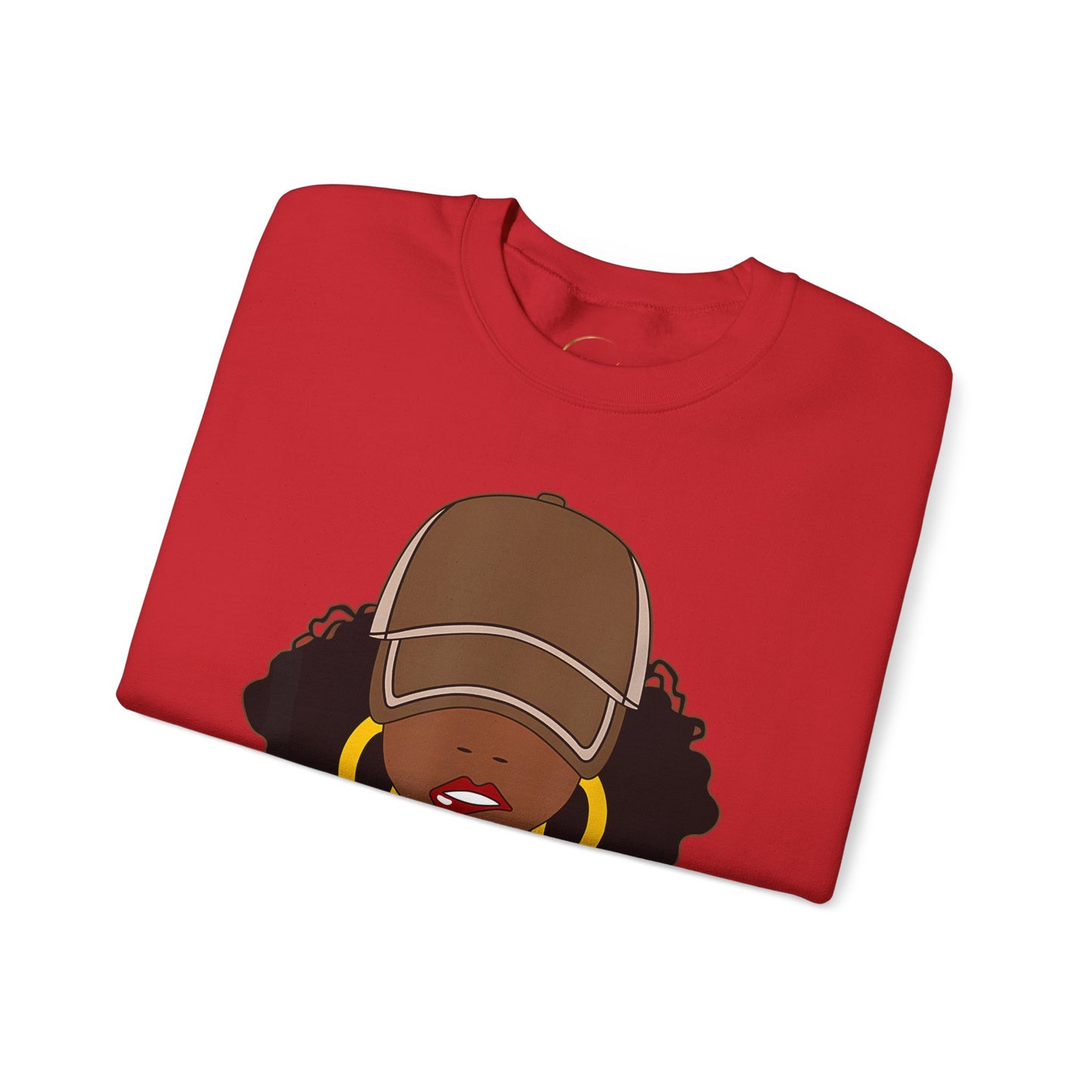 Unbothered Afro Girl Crewneck Sweatshirt — "Unbothered by Negative Souls" Graphic
