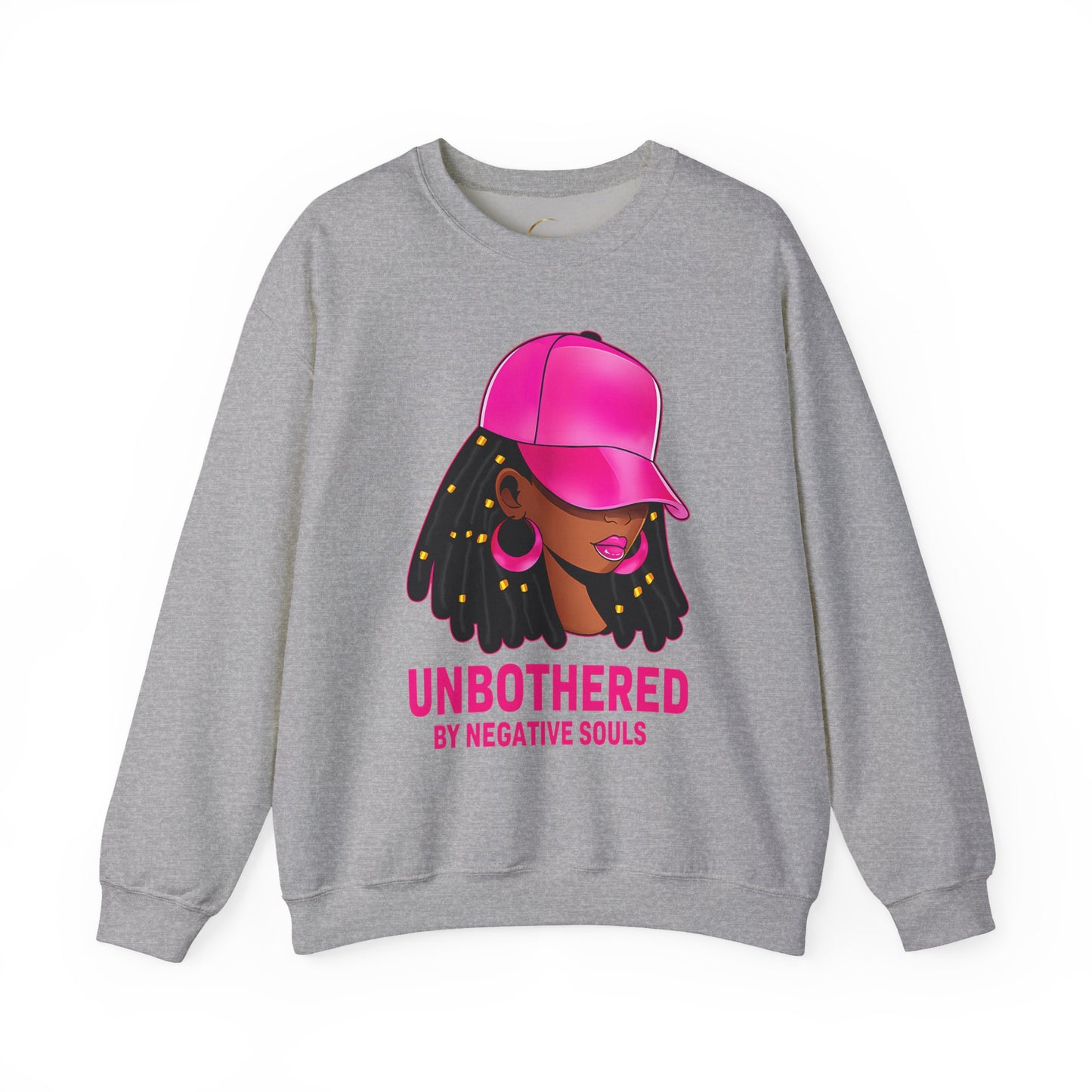 Crewneck Sweatshirt — "Unbothered by Negative Souls" Afrocentric Graphic