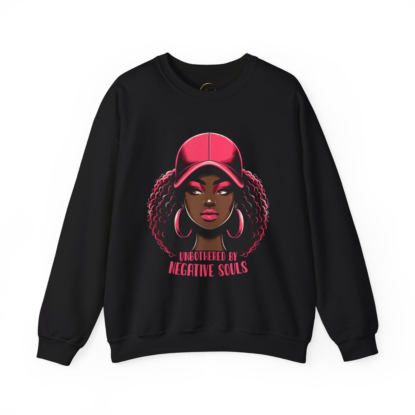 Crewneck Sweatshirt - 'Unbothered by Negative Souls' Afro Woman Graphic