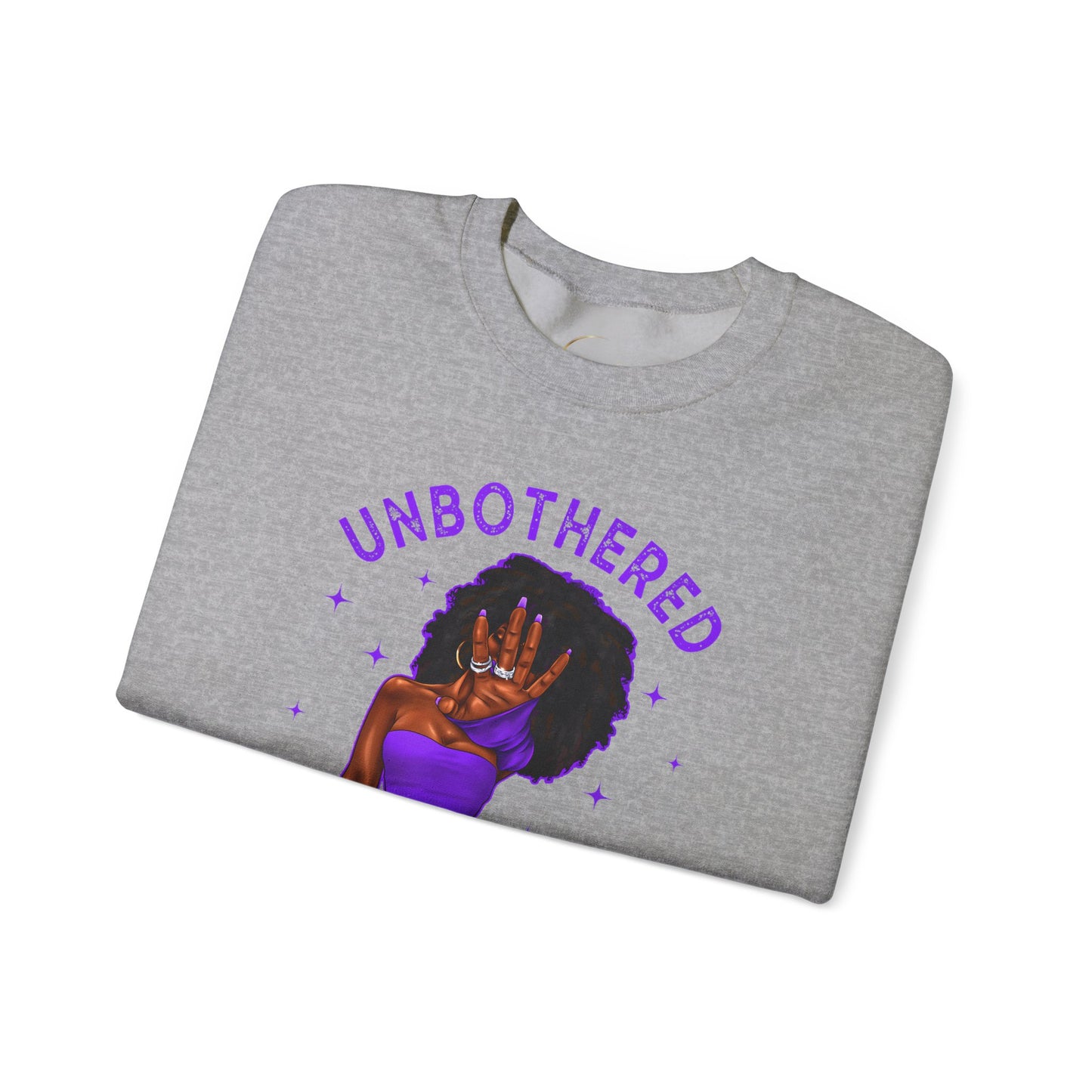 Unbothered Crewneck Sweatshirt — Empowered Afro Woman Graphic