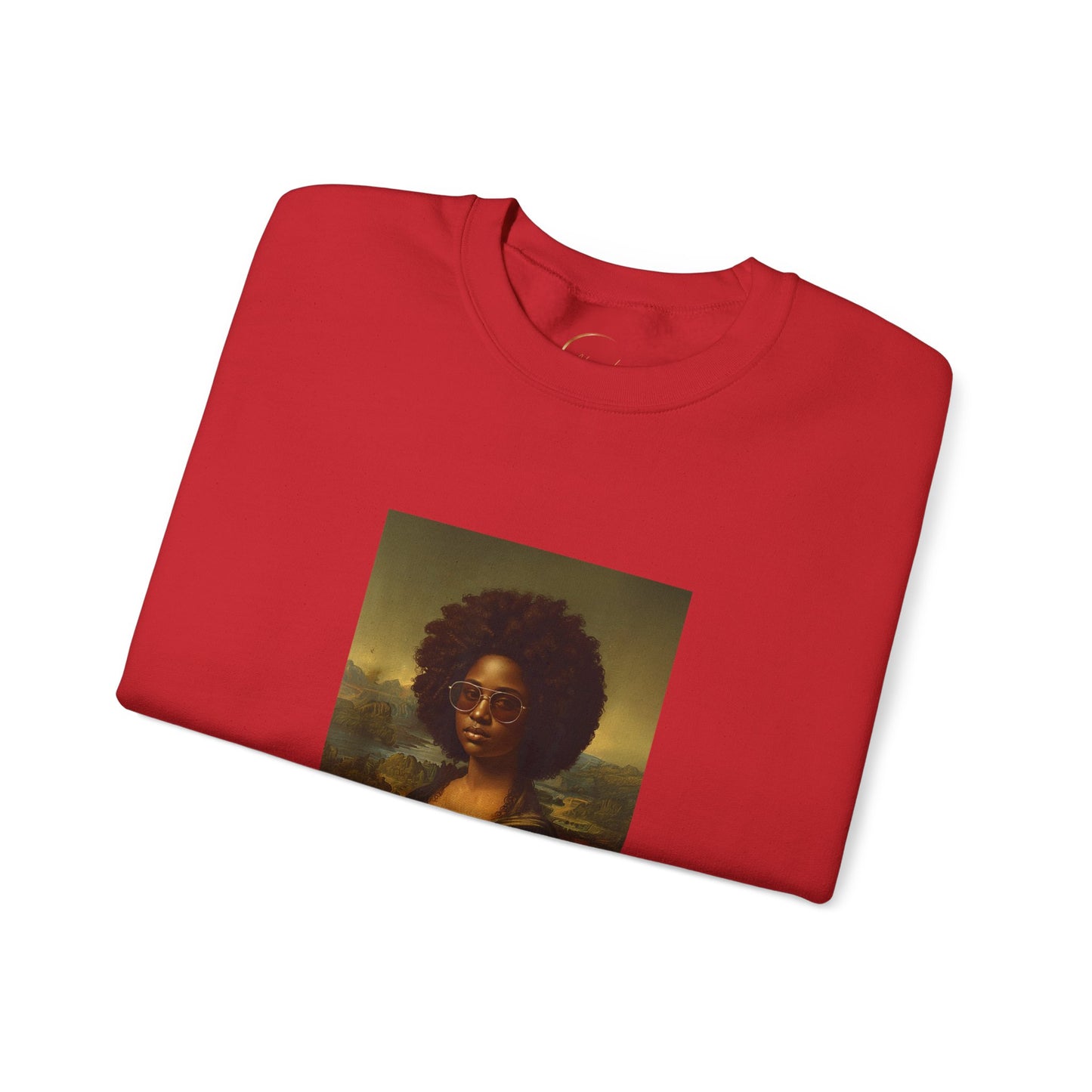 Afro Mona Lisa Crewneck Sweatshirt — Vintage Portrait Graphic