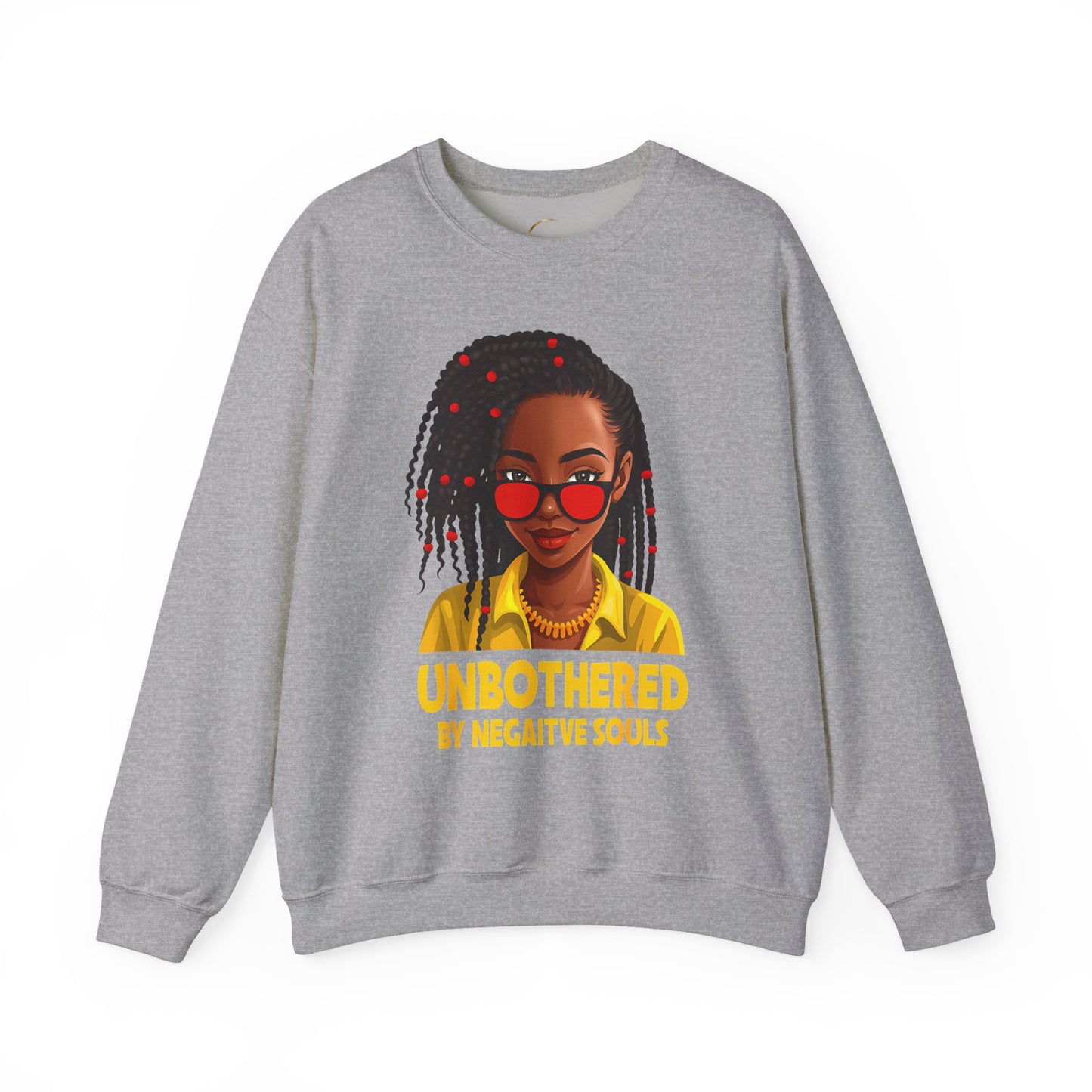 Unbothered Sweatshirt – Black Girl Magic Crewneck with "Unbothered by Negative Souls" Design
