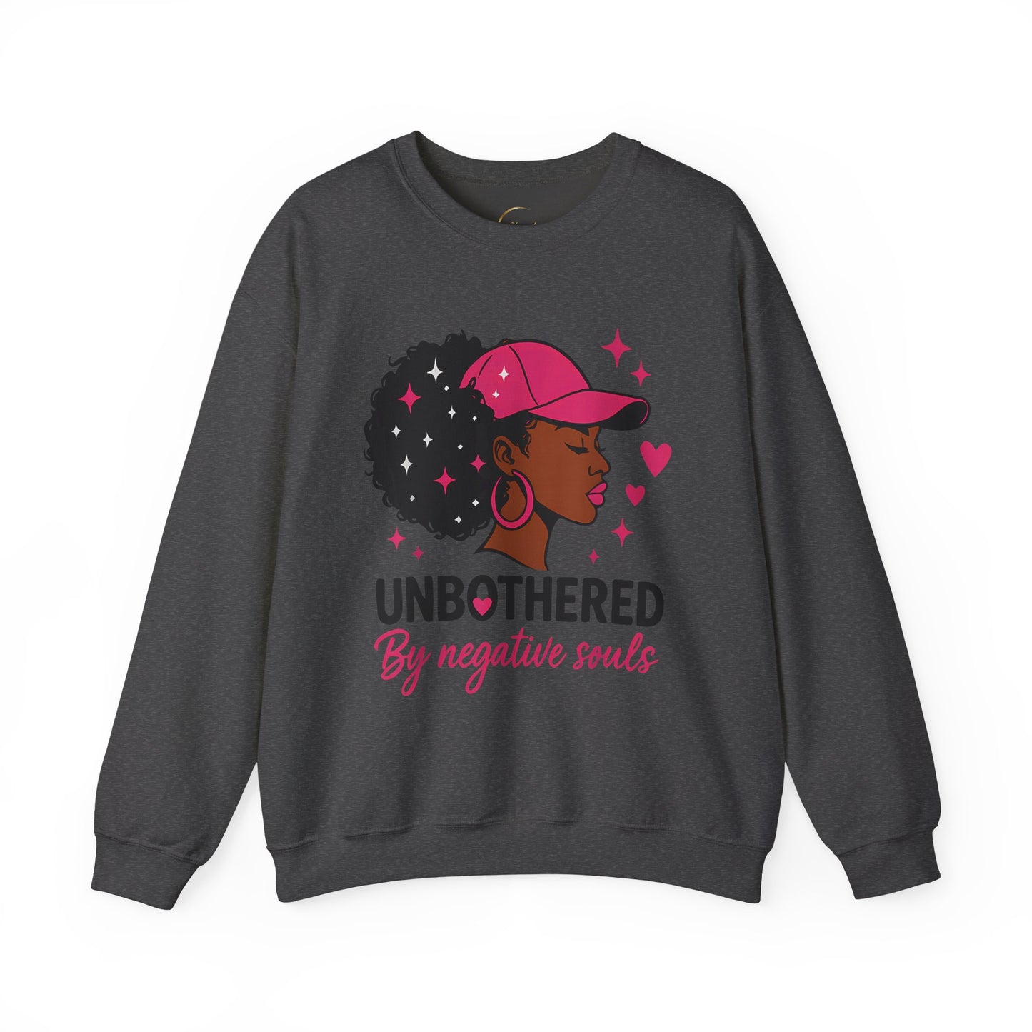 Unbothered Sweatshirt — Afro Woman Graphic "Unbothered By Negative Souls" Crewneck