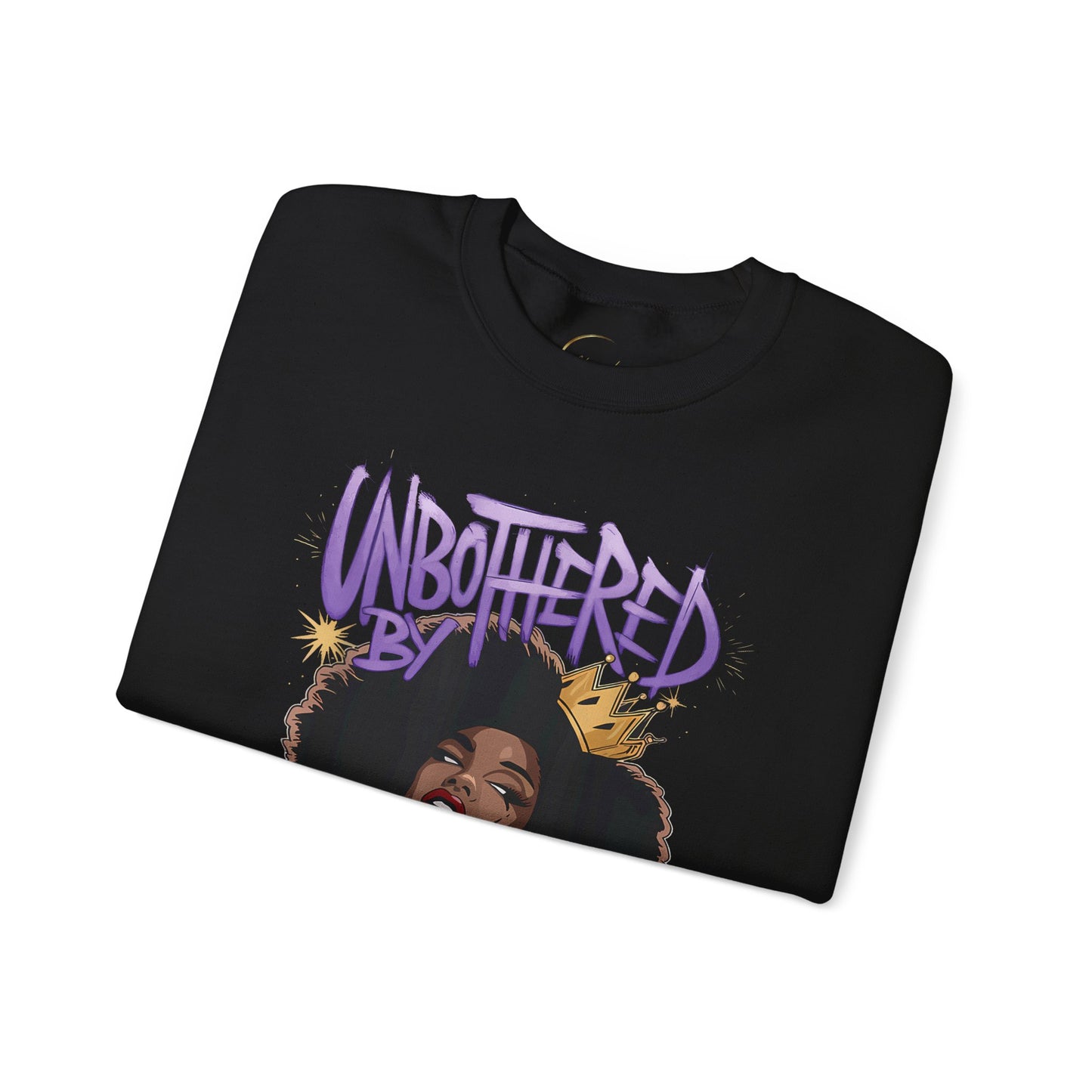 Crewneck Sweatshirt — "Unbothered by Negative Souls" Afro Queen Graphic