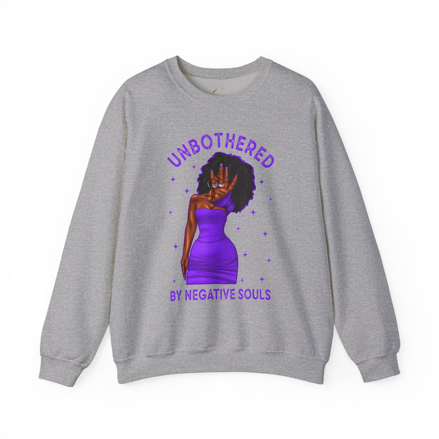 Unbothered Crewneck Sweatshirt — Empowered Afro Woman Graphic