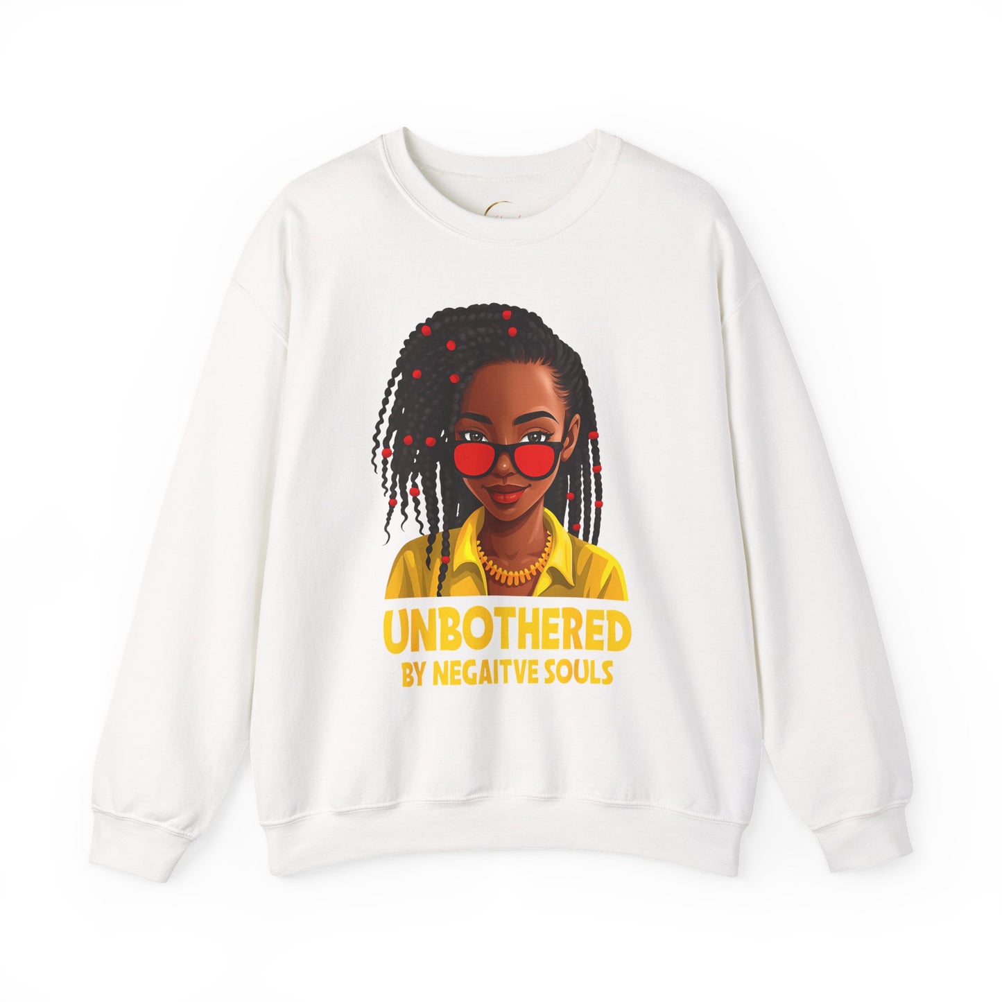 Unbothered Sweatshirt – Black Girl Magic Crewneck with "Unbothered by Negative Souls" Design