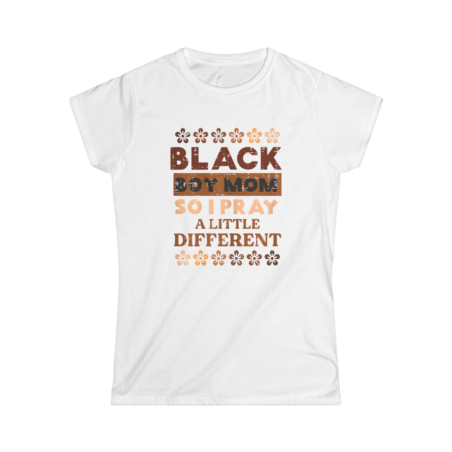 Black Boy Mom Softstyle Tee - Pray A Little Different T-Shirt