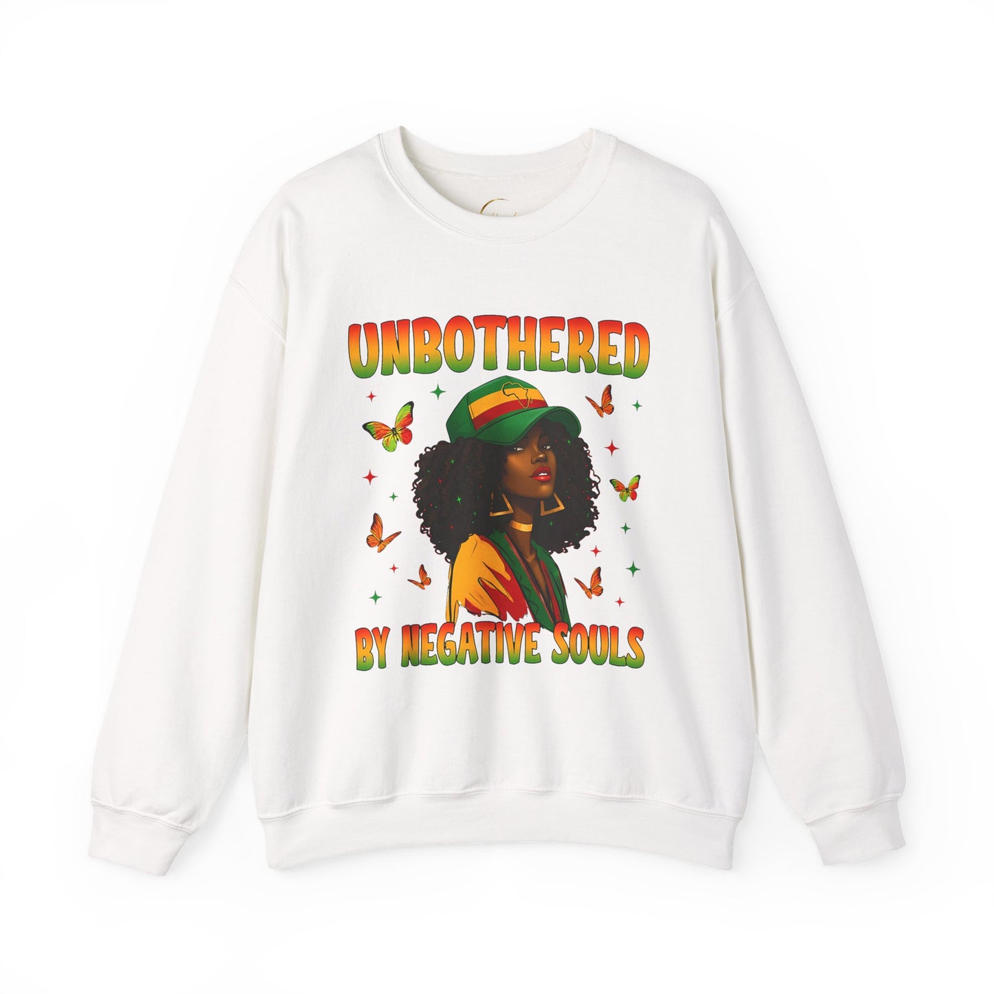 Unbothered Afrocentric Sweatshirt — "Unbothered by Negative Souls" Cozy Crewneck