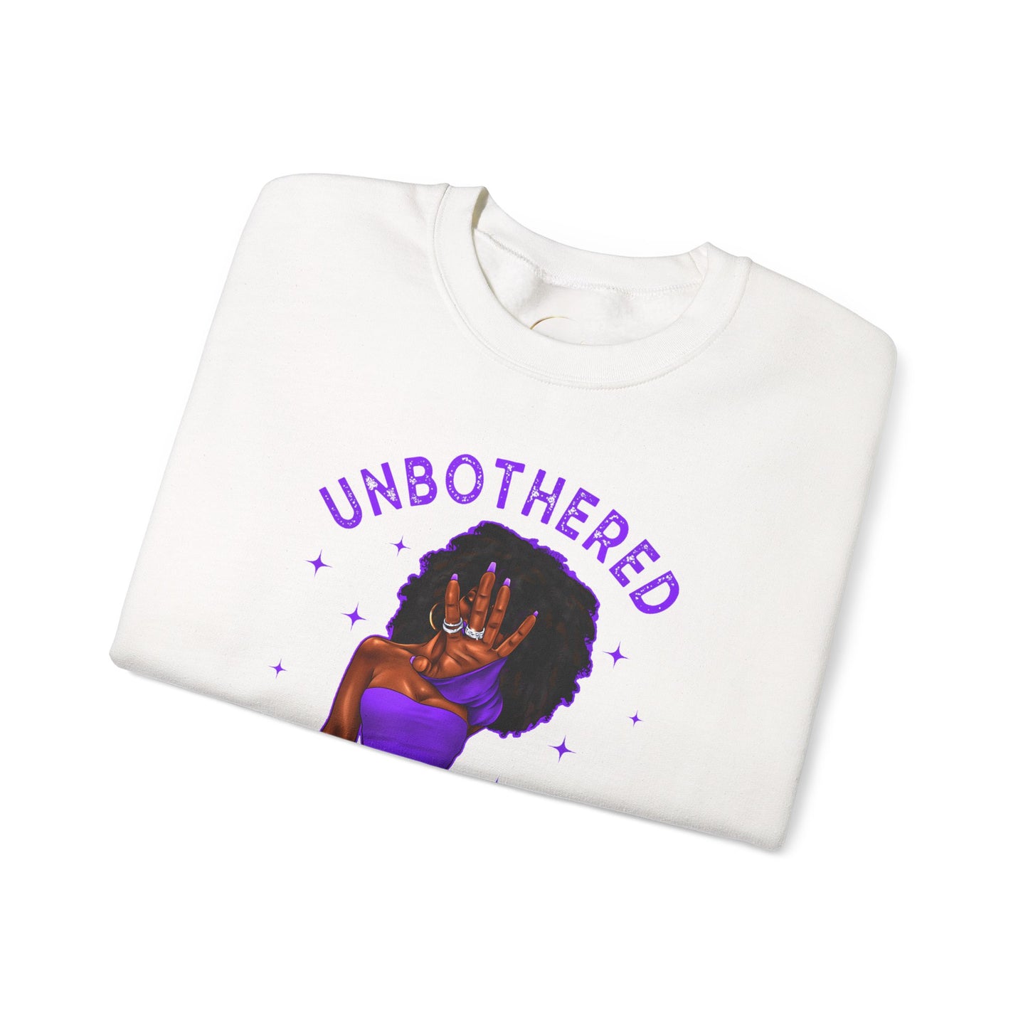 Unbothered Crewneck Sweatshirt — Empowered Afro Woman Graphic