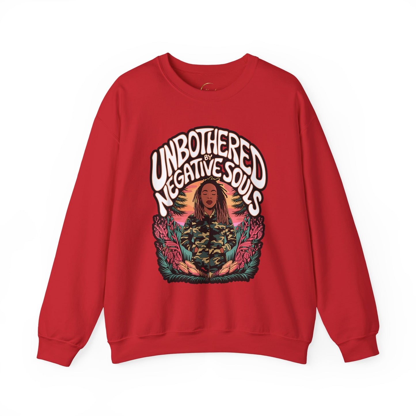 Crewneck Sweatshirt — "Unbothered by Negative Souls" Retro Graphic