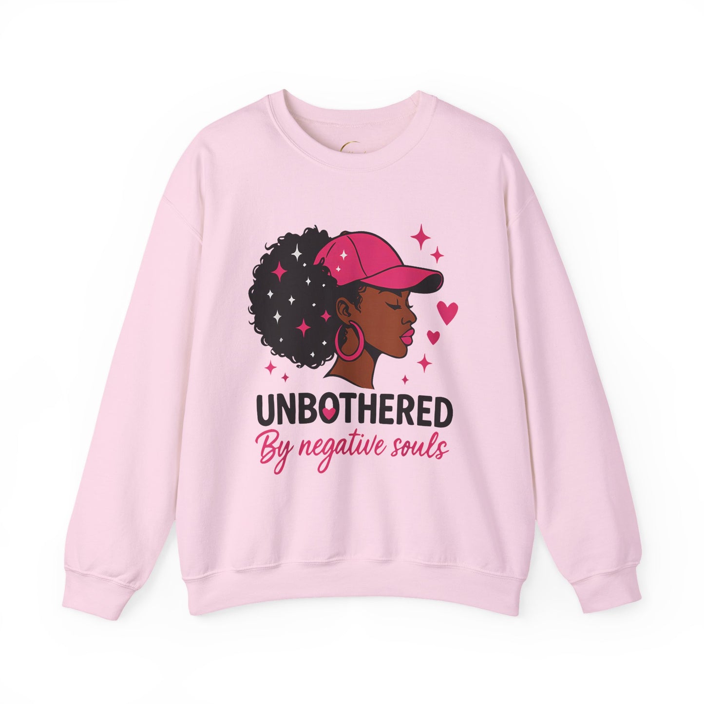 Unbothered Sweatshirt — Afro Woman Graphic "Unbothered By Negative Souls" Crewneck
