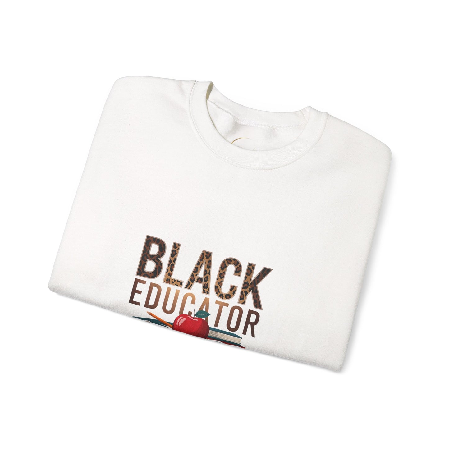 Black Educator Crewneck Sweatshirt – Apple & Quote Teacher Appreciation Pullover