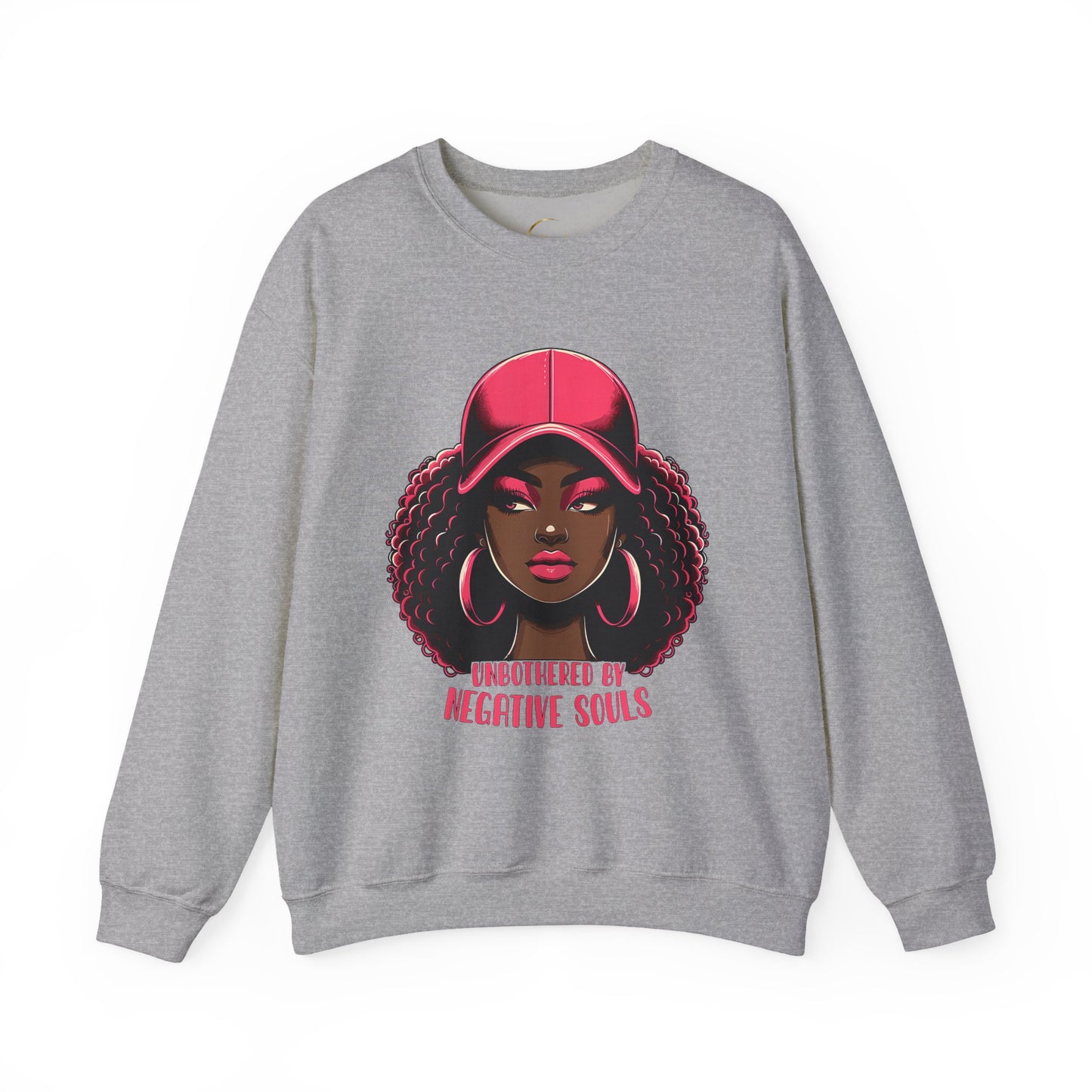 Crewneck Sweatshirt - 'Unbothered by Negative Souls' Afro Woman Graphic