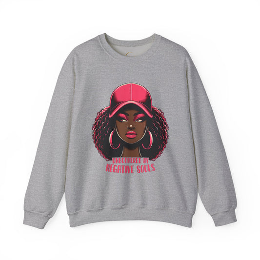 Crewneck Sweatshirt - 'Unbothered by Negative Souls' Afro Woman Graphic