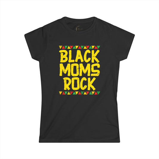 Black Moms Rock Softstyle Tee - Empowering Women's T-Shirt