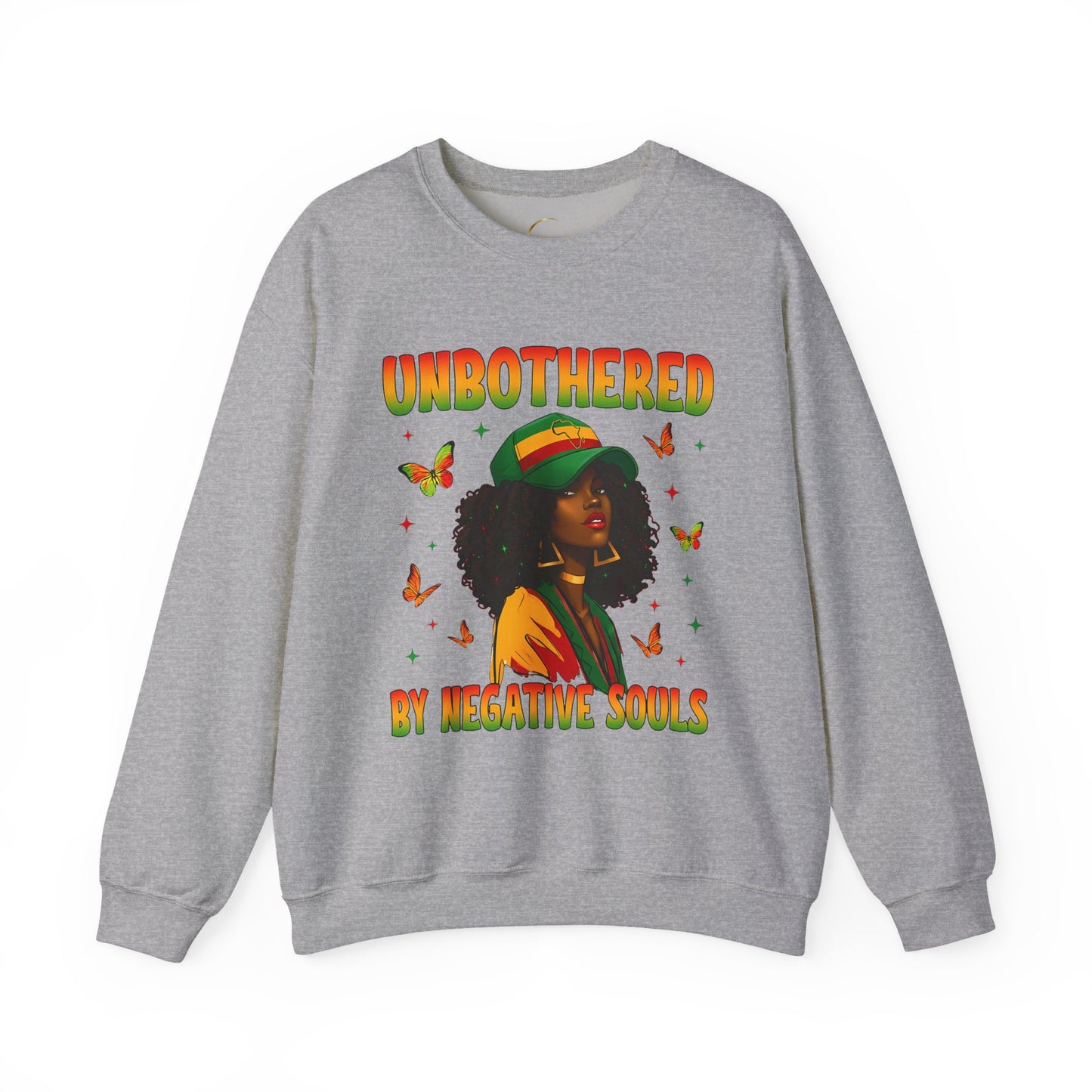 Unbothered Afrocentric Sweatshirt — "Unbothered by Negative Souls" Cozy Crewneck