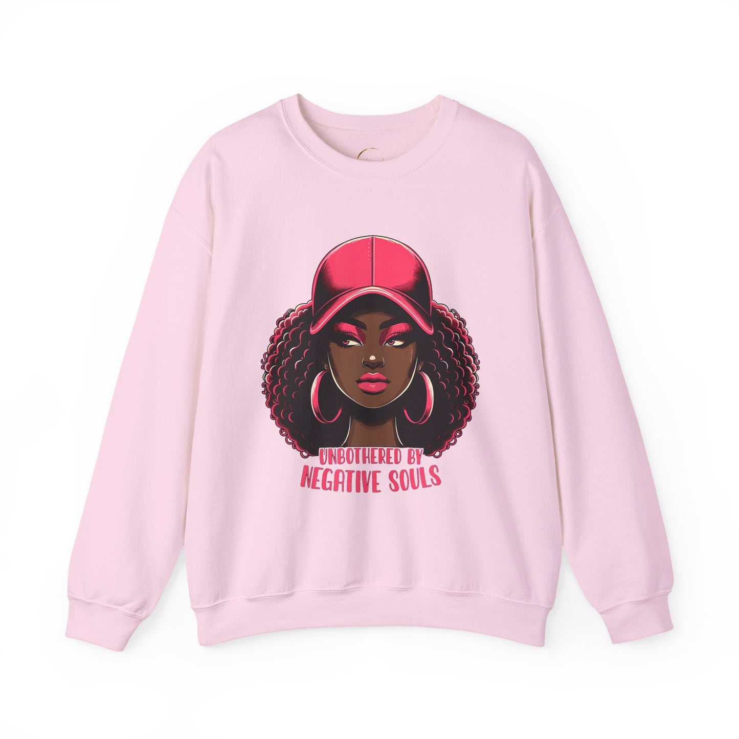 Crewneck Sweatshirt - 'Unbothered by Negative Souls' Afro Woman Graphic