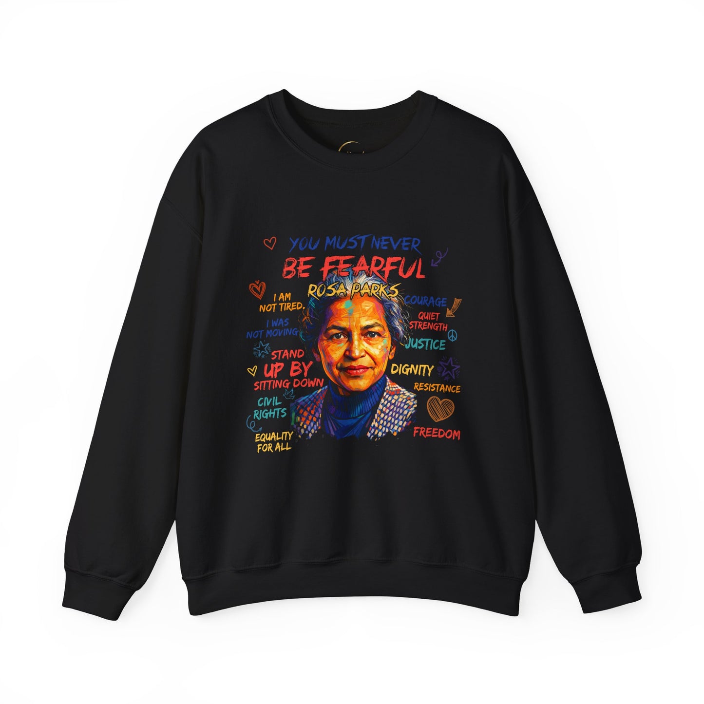 Ruth Bader Ginsburg Portrait Crewneck Sweatshirt — "You Must Never Be Fearful" Justice Quote