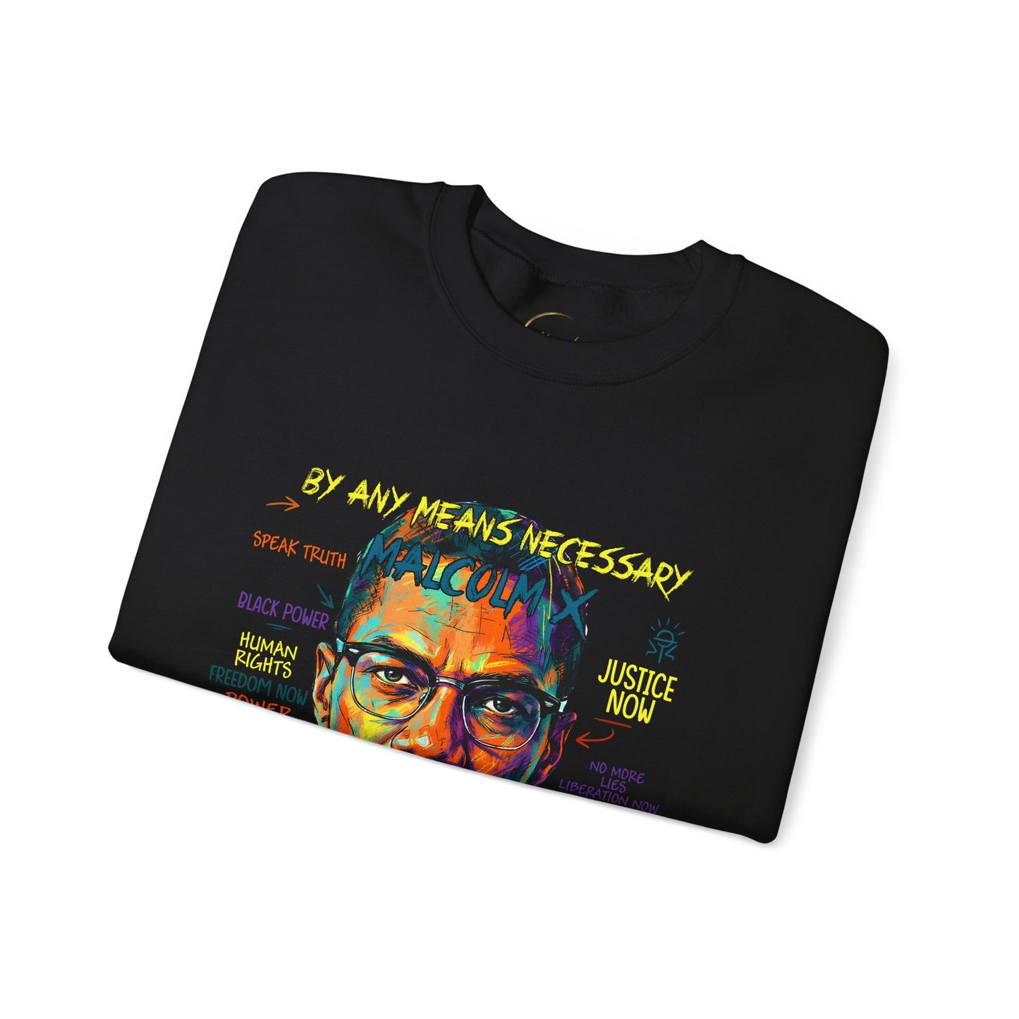 Malcolm X Crewneck Sweatshirt — "By Any Means Necessary" Protest Art
