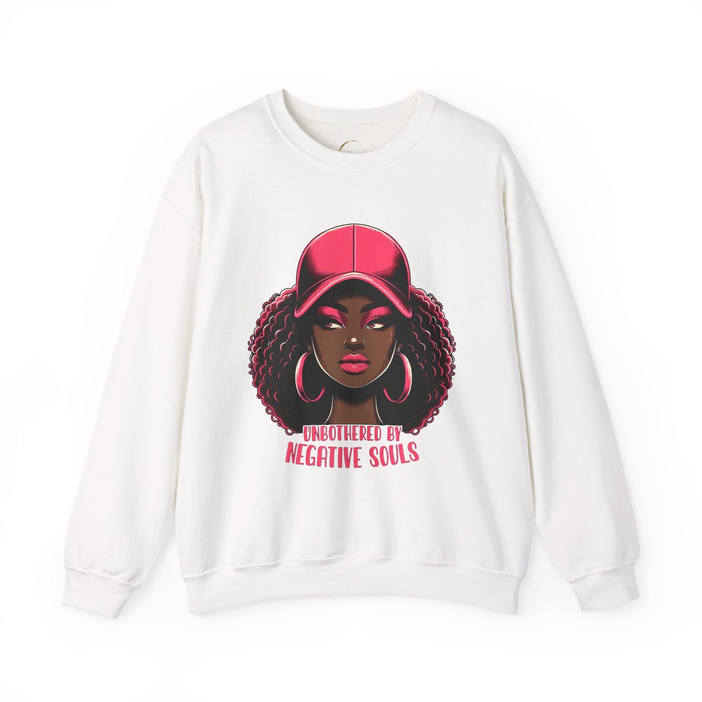 Crewneck Sweatshirt - 'Unbothered by Negative Souls' Afro Woman Graphic