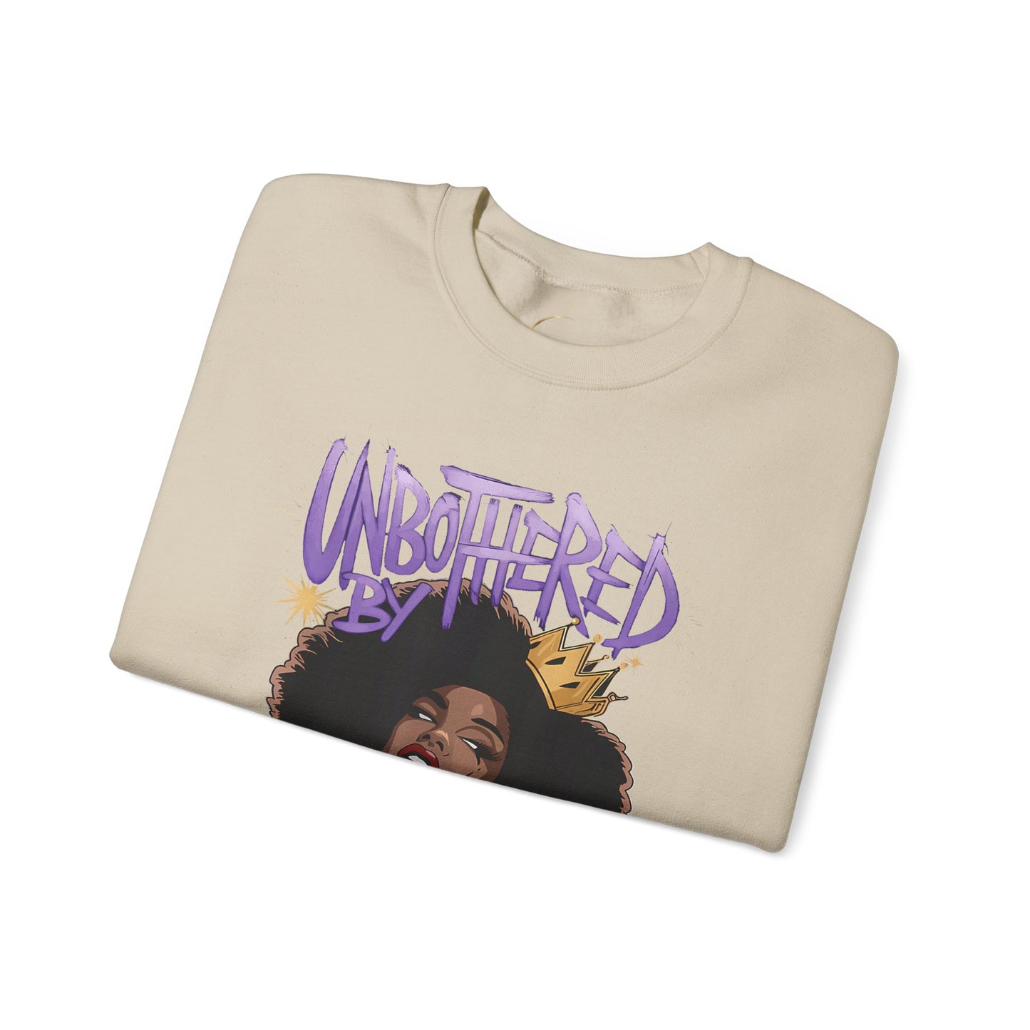Crewneck Sweatshirt — "Unbothered by Negative Souls" Afro Queen Graphic