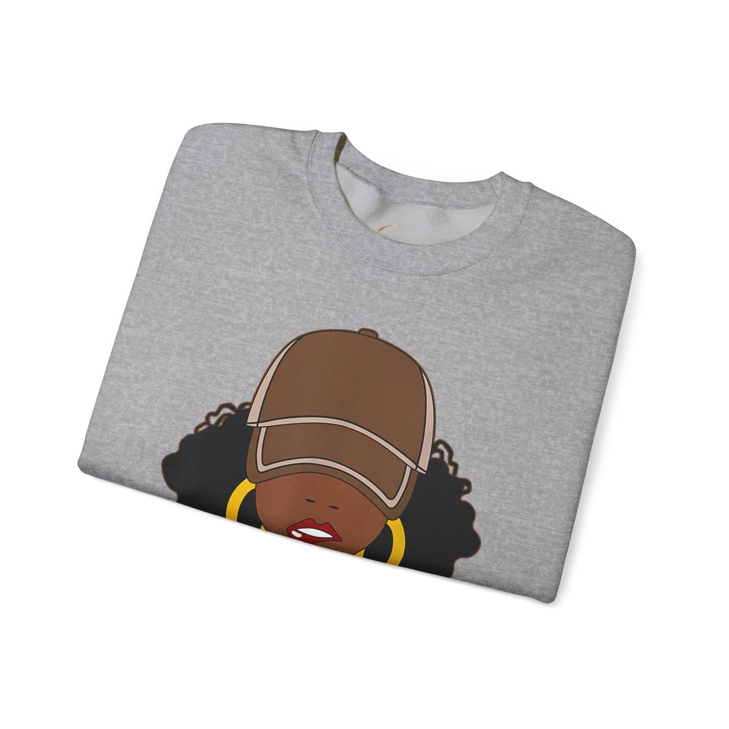 Unbothered Afro Girl Crewneck Sweatshirt — "Unbothered by Negative Souls" Graphic