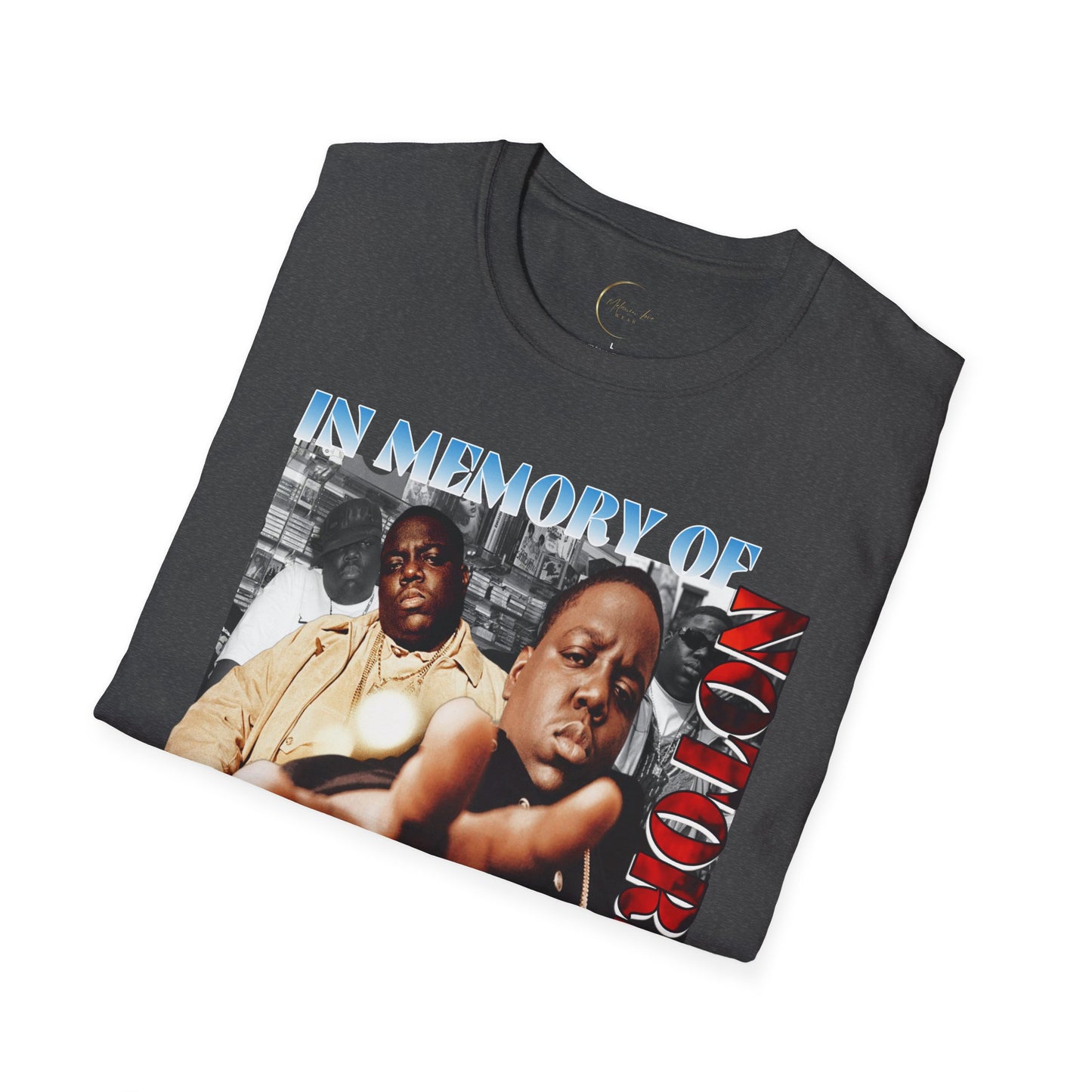 In Memory of Biggie Unisex Softstyle T-Shirt, Hip Hop Tribute Tee, Nostalgic Music Shirt, Hip Hop Fashion, Gift for Fans, Streetwear