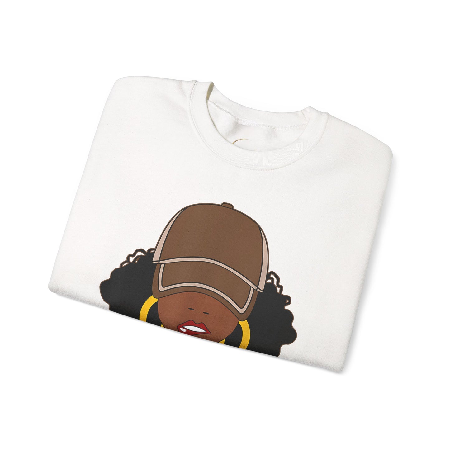 Unbothered Afro Girl Crewneck Sweatshirt — "Unbothered by Negative Souls" Graphic