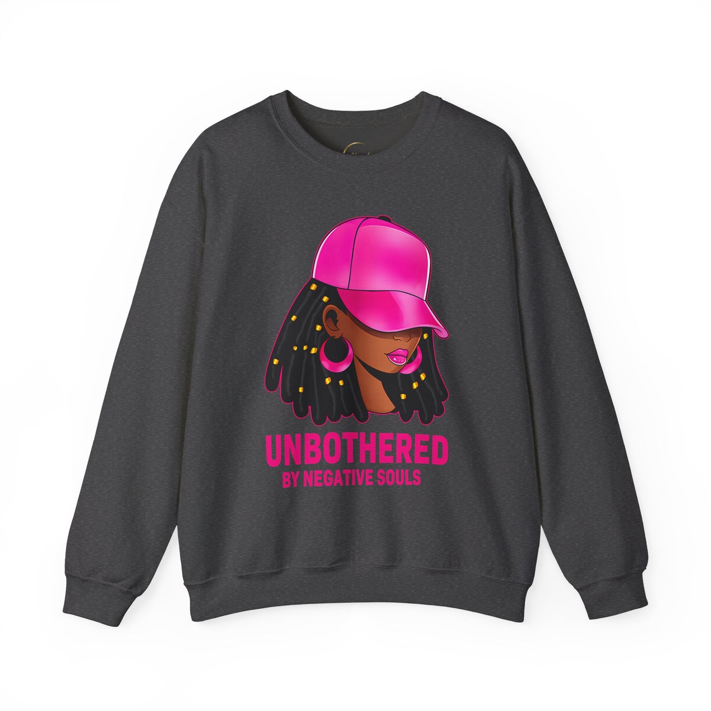Crewneck Sweatshirt — "Unbothered by Negative Souls" Afrocentric Graphic