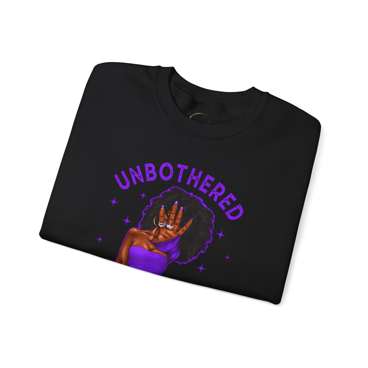 Unbothered Crewneck Sweatshirt — Empowered Afro Woman Graphic