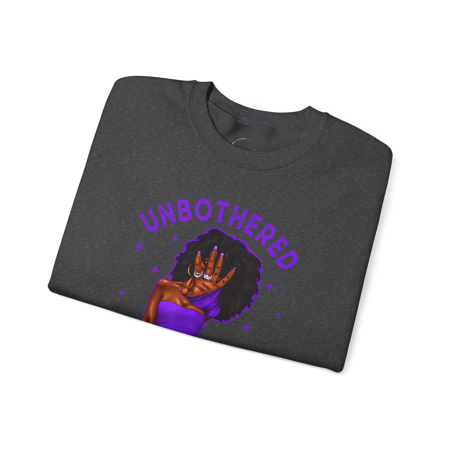 Unbothered Crewneck Sweatshirt — Empowered Afro Woman Graphic
